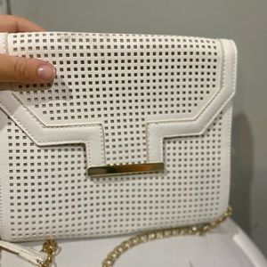 White New Purse with Gold Chain